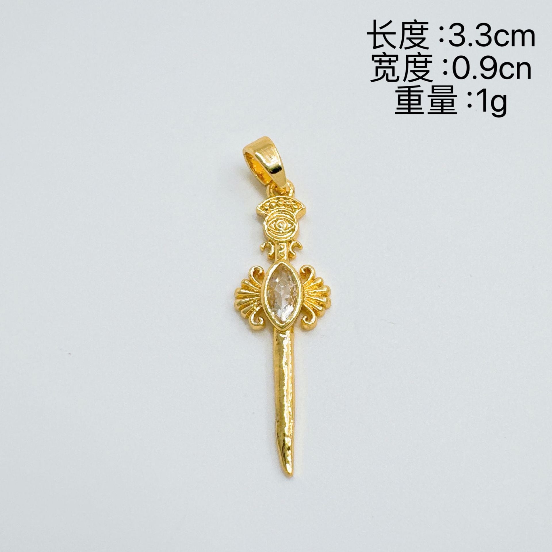 Wholesale Gold Plated Copper Cross Sword Pendant Necklace European Style Fashion Accessory for Women