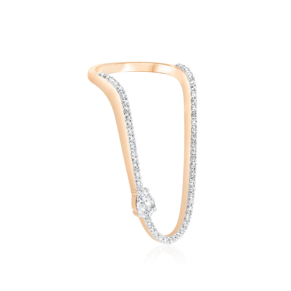 Wholesale U-shaped ring light luxury super sparkling diamond ring