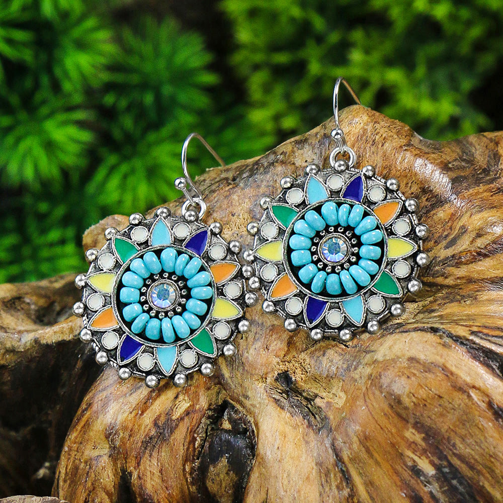 Wholesale Ethnic Style Geometric Acrylic Turquoise Earrings for Women Fashion Jewelry