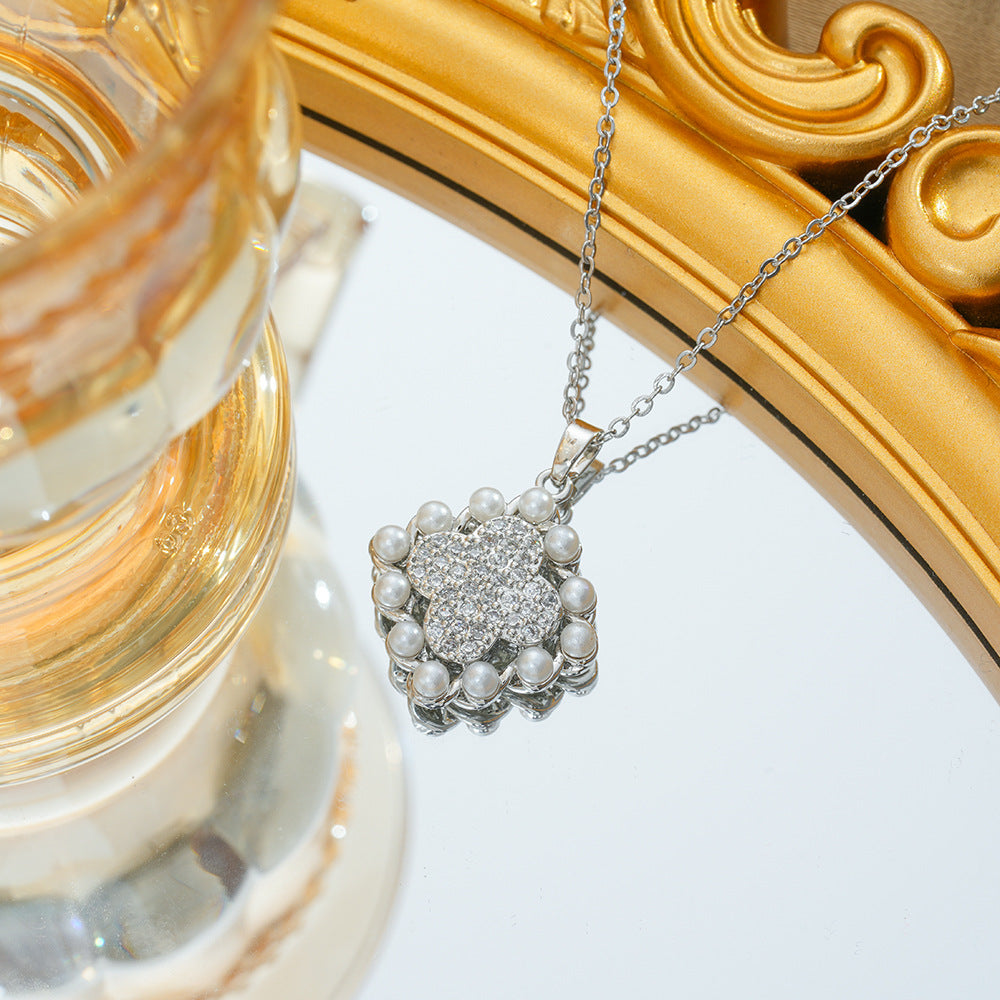 Wholesale Geometric Four-Leaf Clover Earring and Necklace Set - Fashion Jewelry Accessory Gift for Women