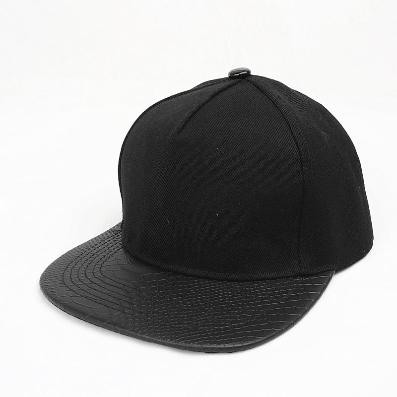 Wholesale Flat Brim Hat PU leather color matching hip hop hat  baseball cap