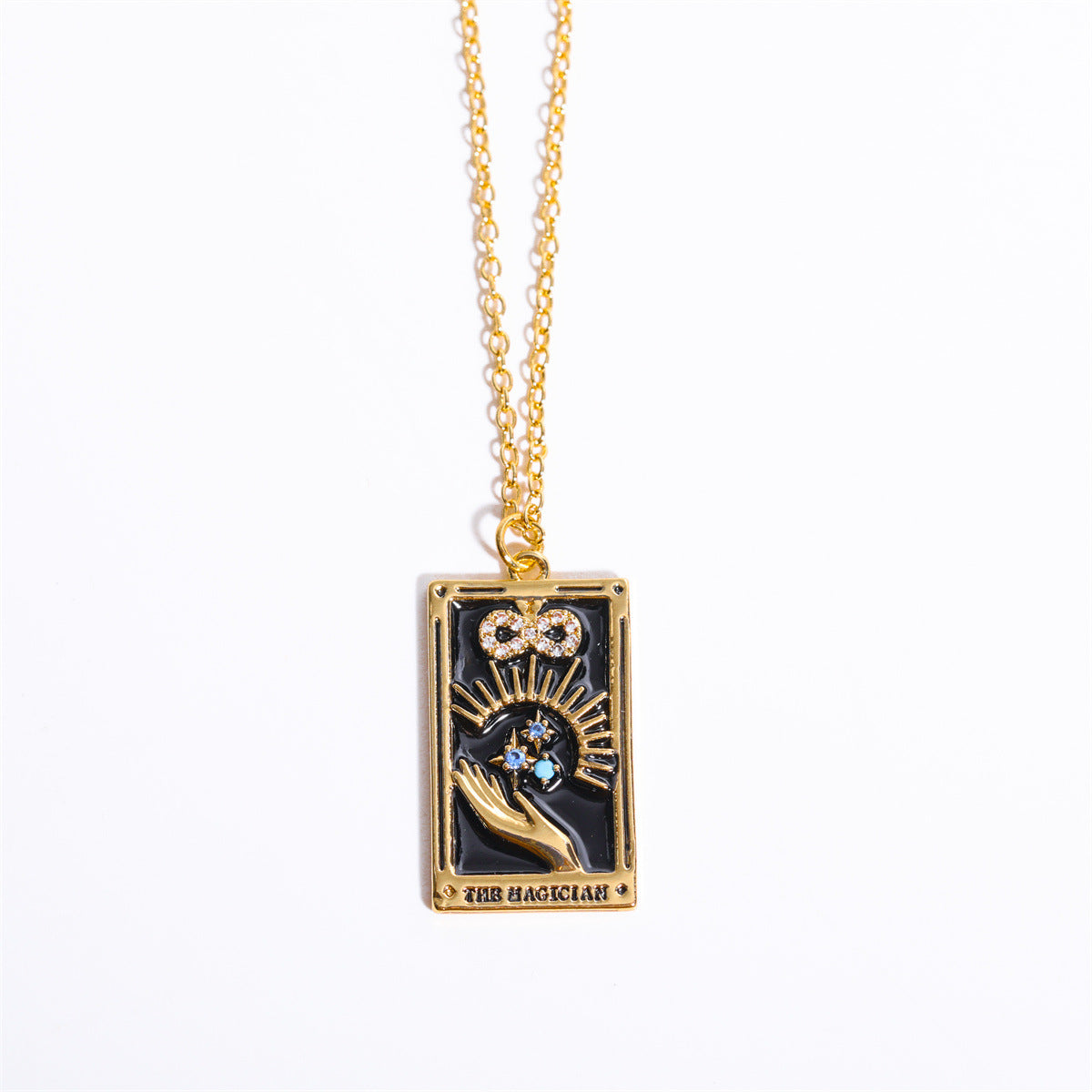 Wholesale Vintage Tarot Card Inlaid Diamond Oil Dripping Square Card Copper Necklace