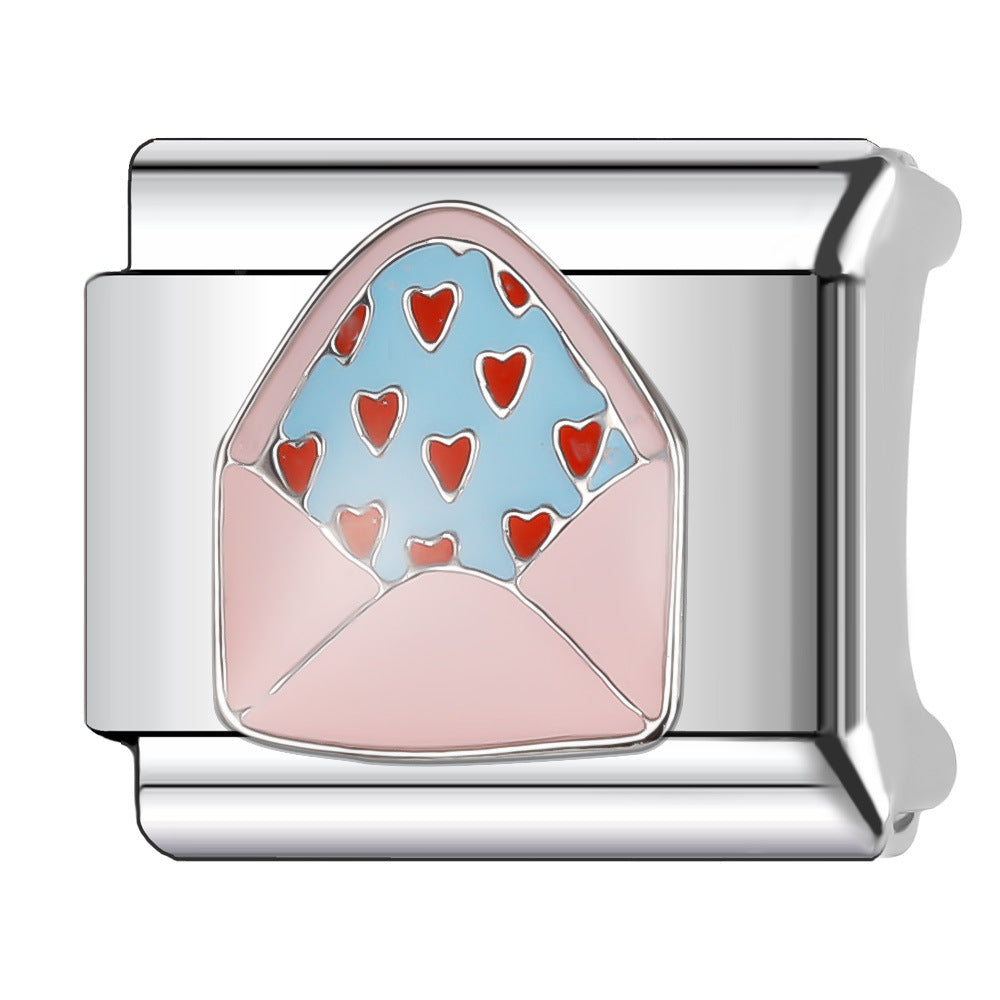 Wholesale Italian Charm Bracelet 9mm DIY Splicing Stainless Steel Wedding Couple Anniversary Cartoon Composable Bracelet