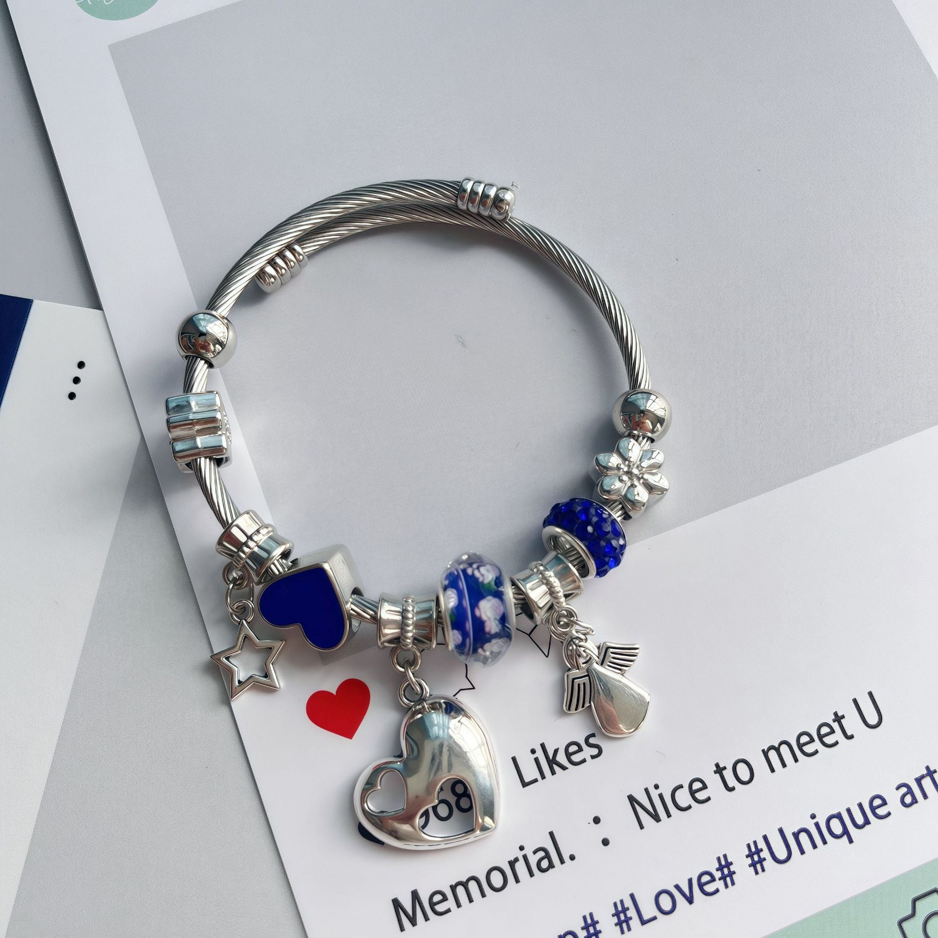 Wholesale DIY Beaded  Multi-Element Titanium Steel Bracelet