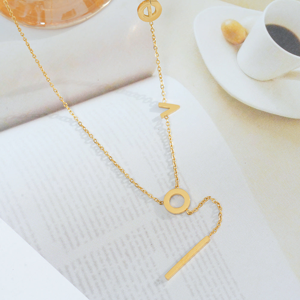 Wholesale Titanium Steel Love Letter Pendant Necklace,  Simple Clavicle Chain Fashion Accessory for Resale