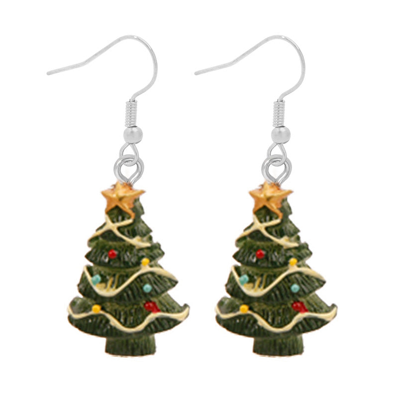 Wholesale Christmas Alloy Oil Drop Christmas Tree Snowflake Earrings ACC-ES-Bingl005