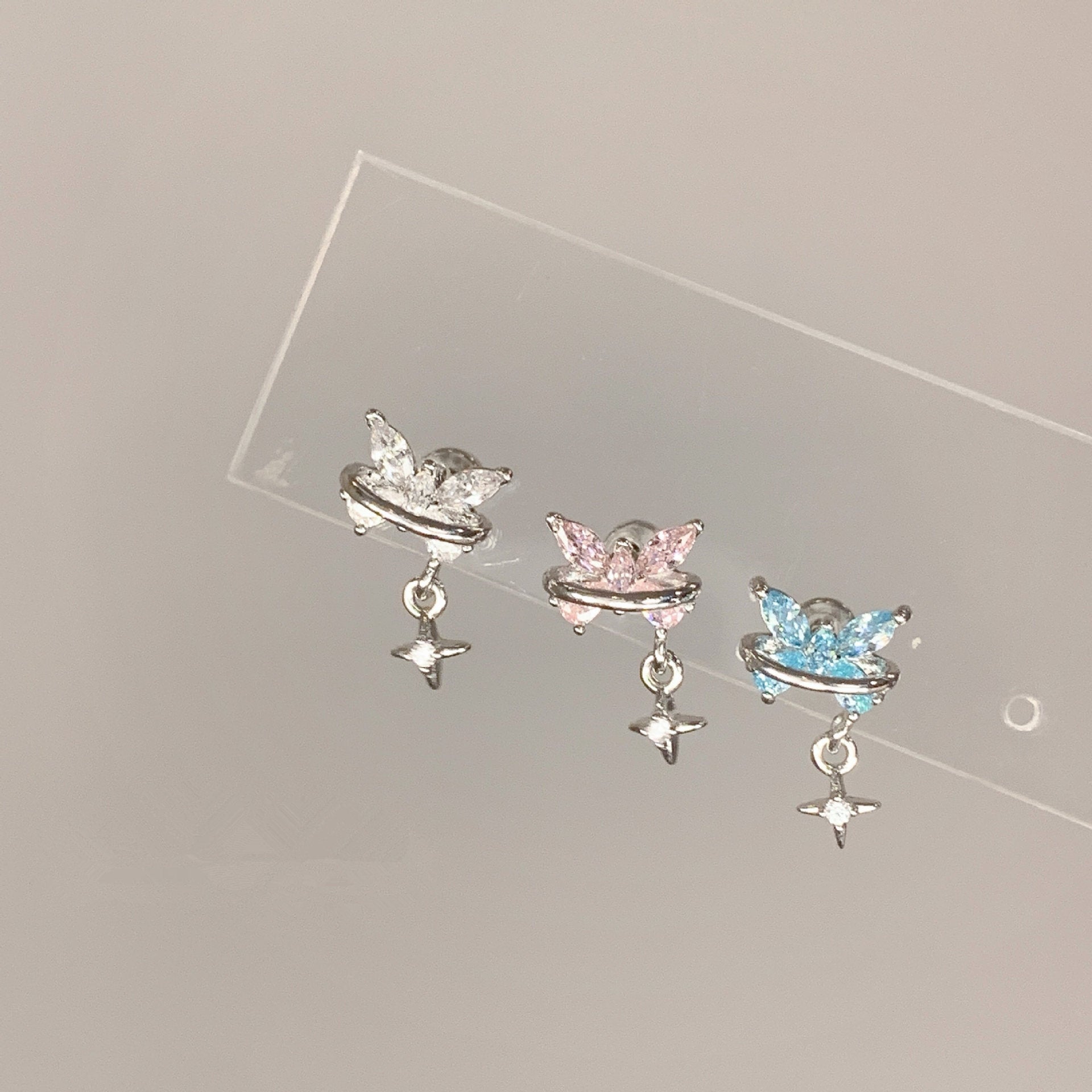 Wholesale Butterfly ear bone studs titanium steel super shiny zircon earrings