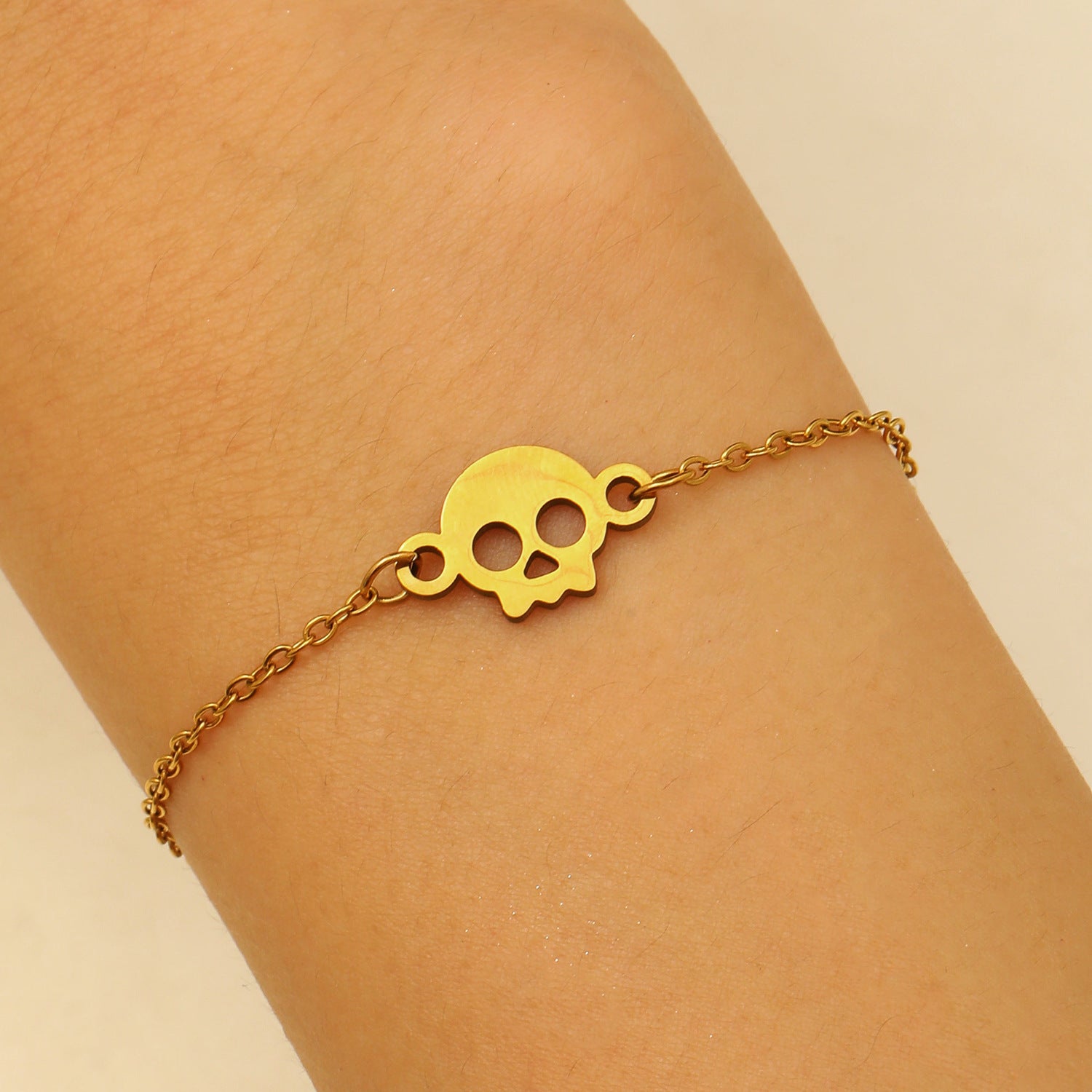 Wholesale  Ghost Skull Couple Bracelet Stainless Steel Gold Plated Fashion Jewelry Accessory