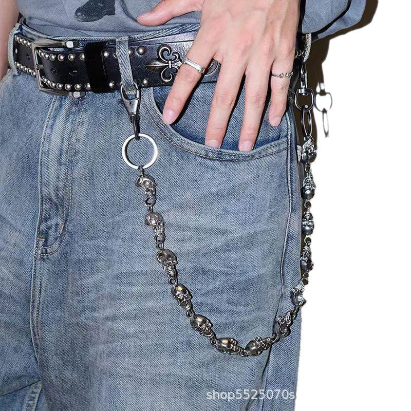Wholesale Metal Skull Denim Pants Chain Necklaces