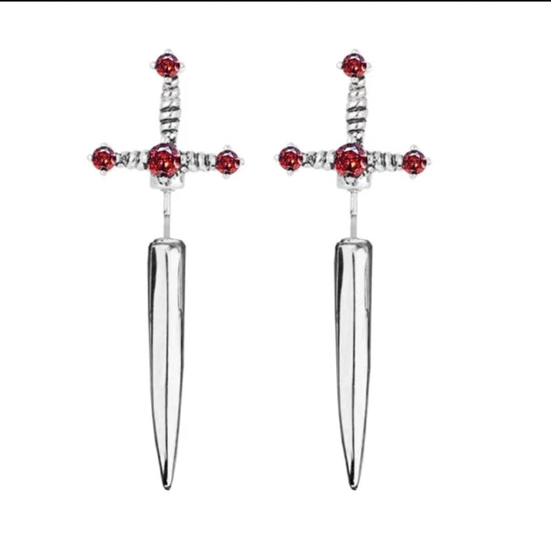 Wholesale Retro Crystal Diamond Dagger Earrings