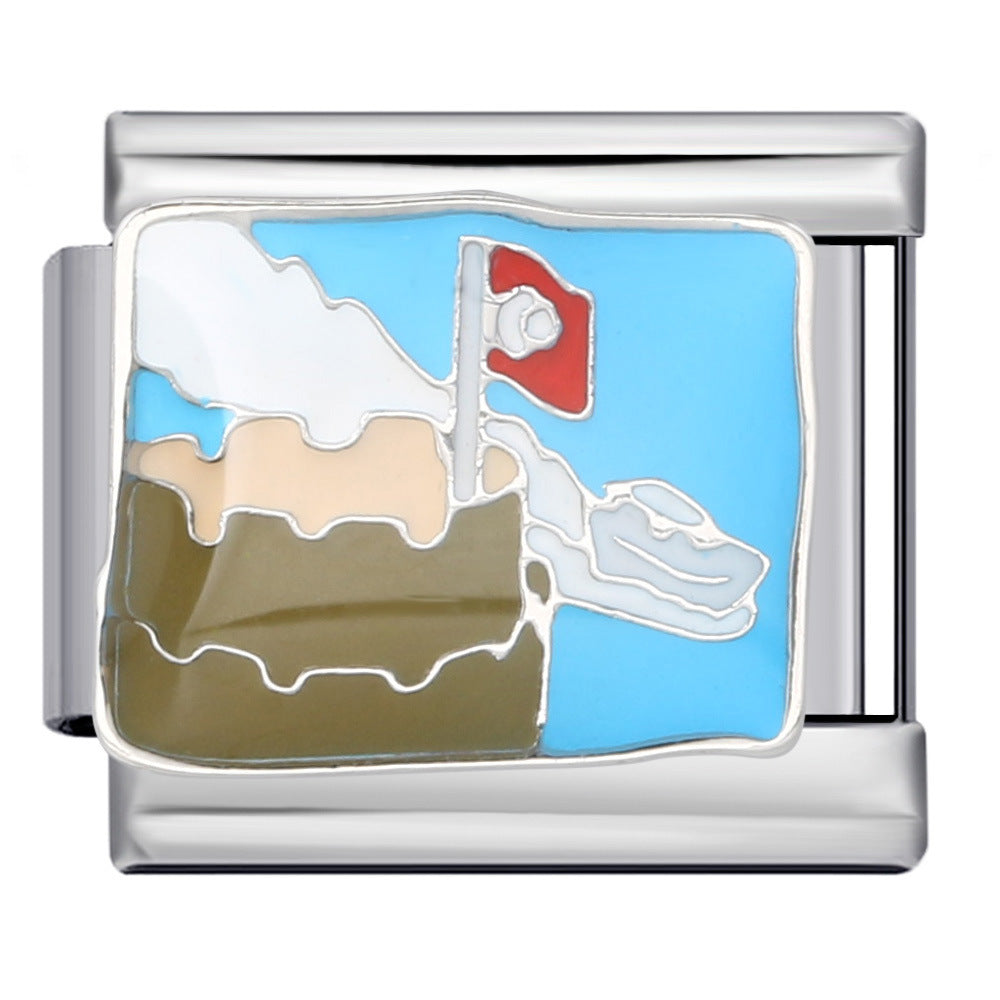 Wholesale  Italian Charm Bracelet 9mm DIY Splicing Removable Landscape Element Stainless Steel Composable Bracelet