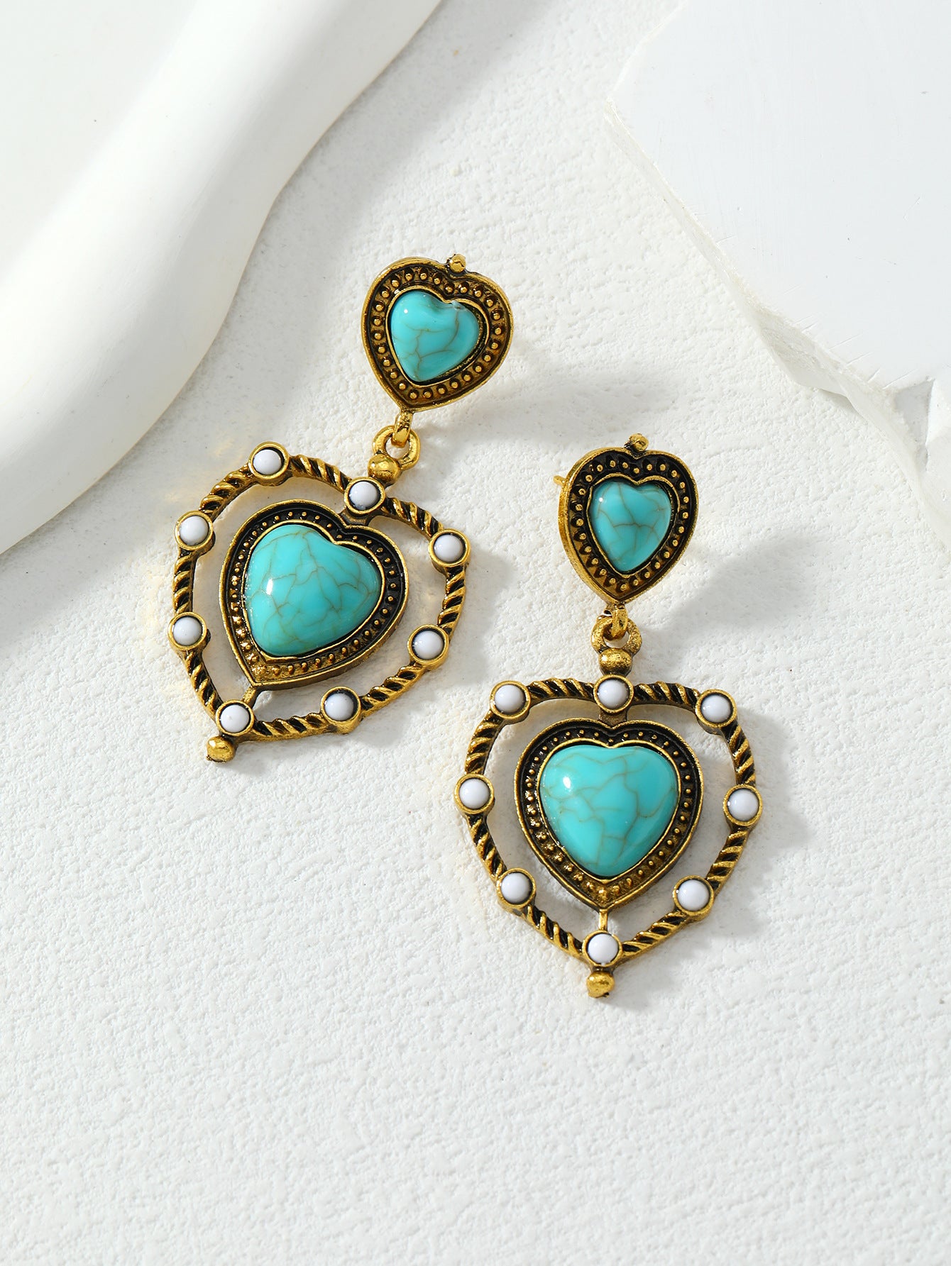 Wholesale Exotic Love Turquoise Earrings Heart Earrings ACC-ES-Qunq007
