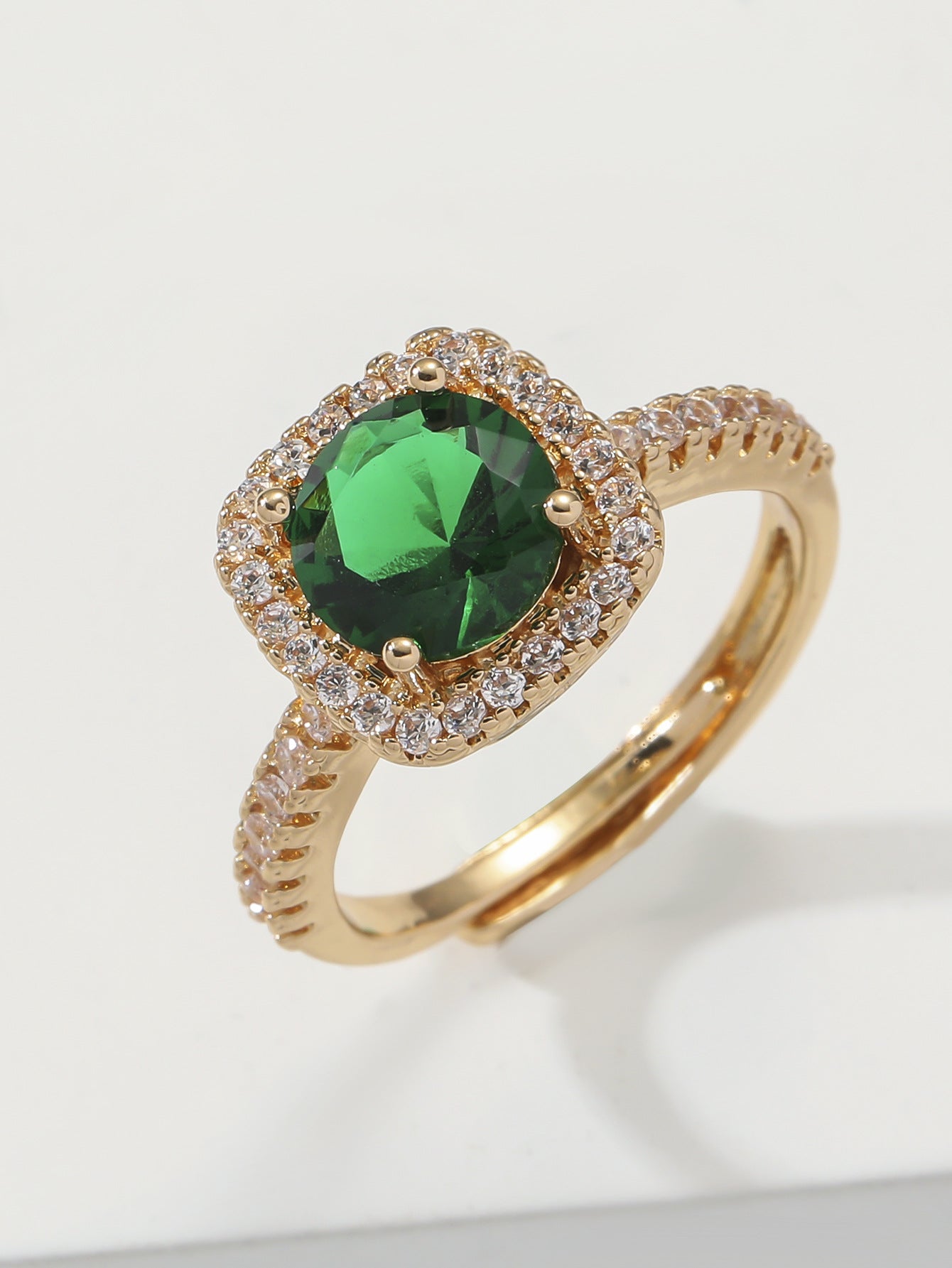 Wholesale inlaid zircon square adjustable quality ring for women