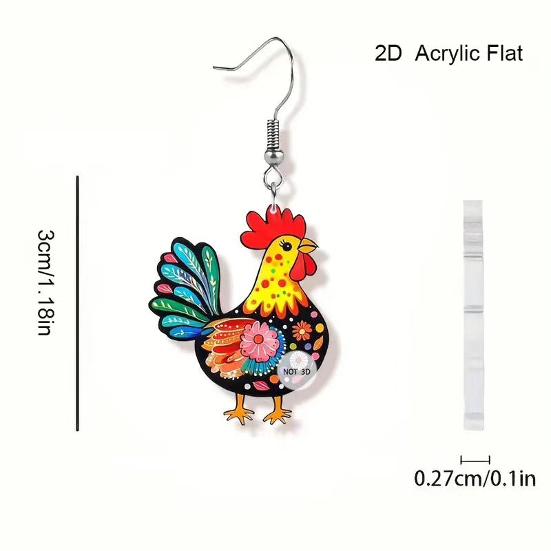 Wholesale Colorful chicken acrylic earrings