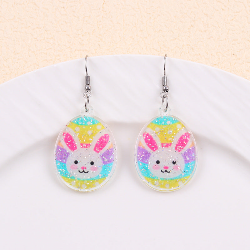 Wholesale 2PCS Acrylic Easter Bunny Egg Earrings