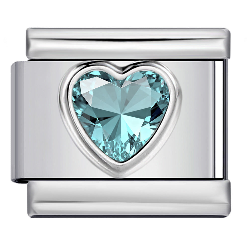 Wholesale Love Micro-inlaid Color Stone Italian Module Bracelet Stainless Steel Charms