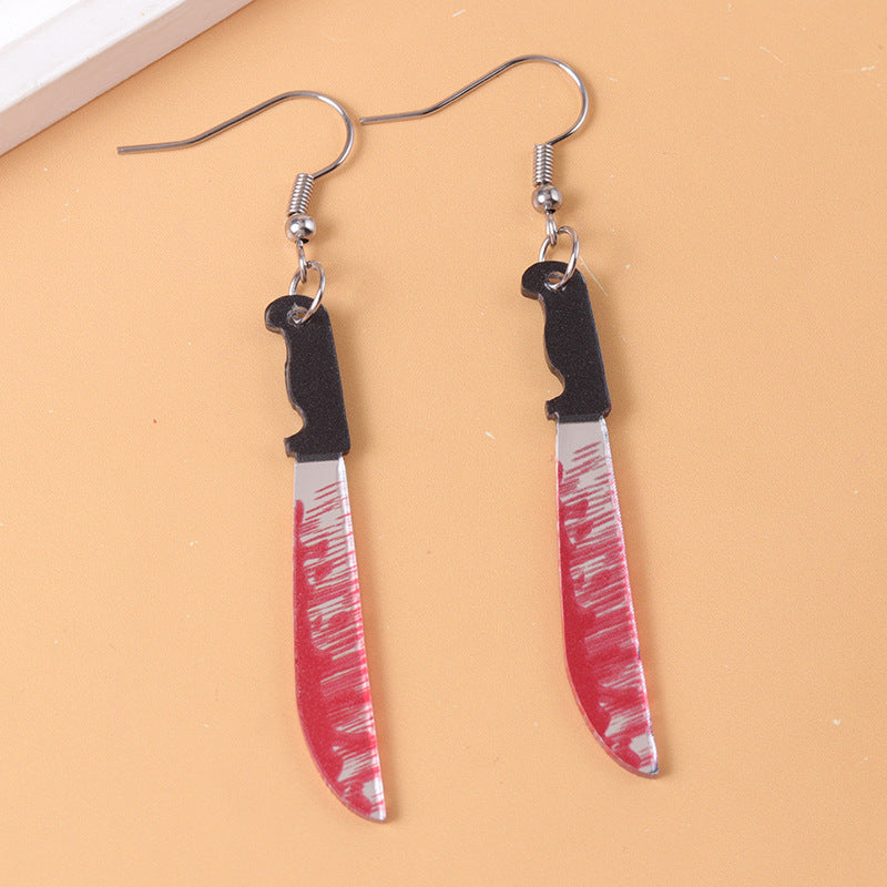Wholesale  Personality Blooded Pliers Knife Acrylic Earrings