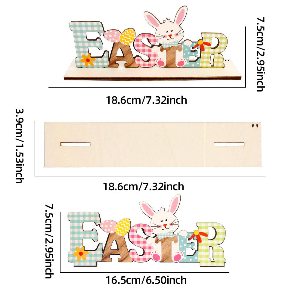 Wholesale Easter wooden crafts rabbit color egg wooden piece decoration