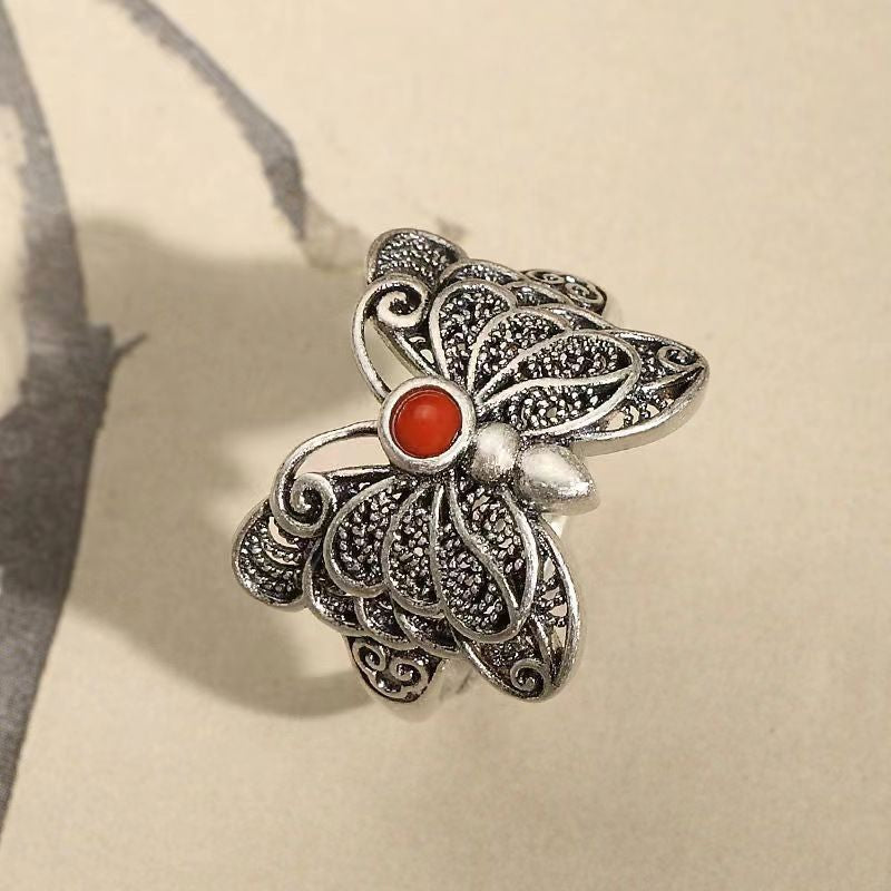 Wholesale retro  personalized Elegant Butterfly adjustable ring