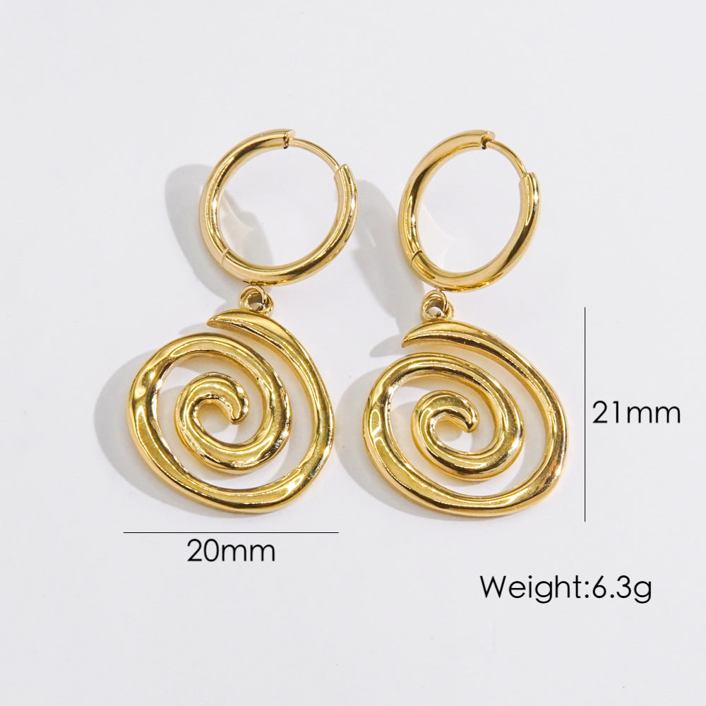 Wholesale Stainless steel Golden Thread Ring Necklace Earrings  14K Gold Ladies Jewelry Set
