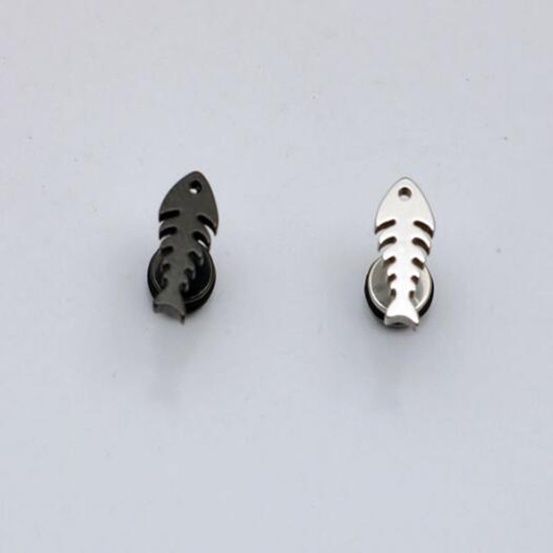 Wholesale Fish Bone Design Titanium Steel Earrings Men' s Simple Fashion Accessory