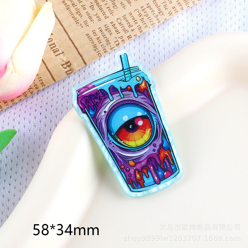 Wholesale  10pcs DIY Flatback cartoon character Acrylic Flatback Badge Reels Retractable Keychain DIY Accessories