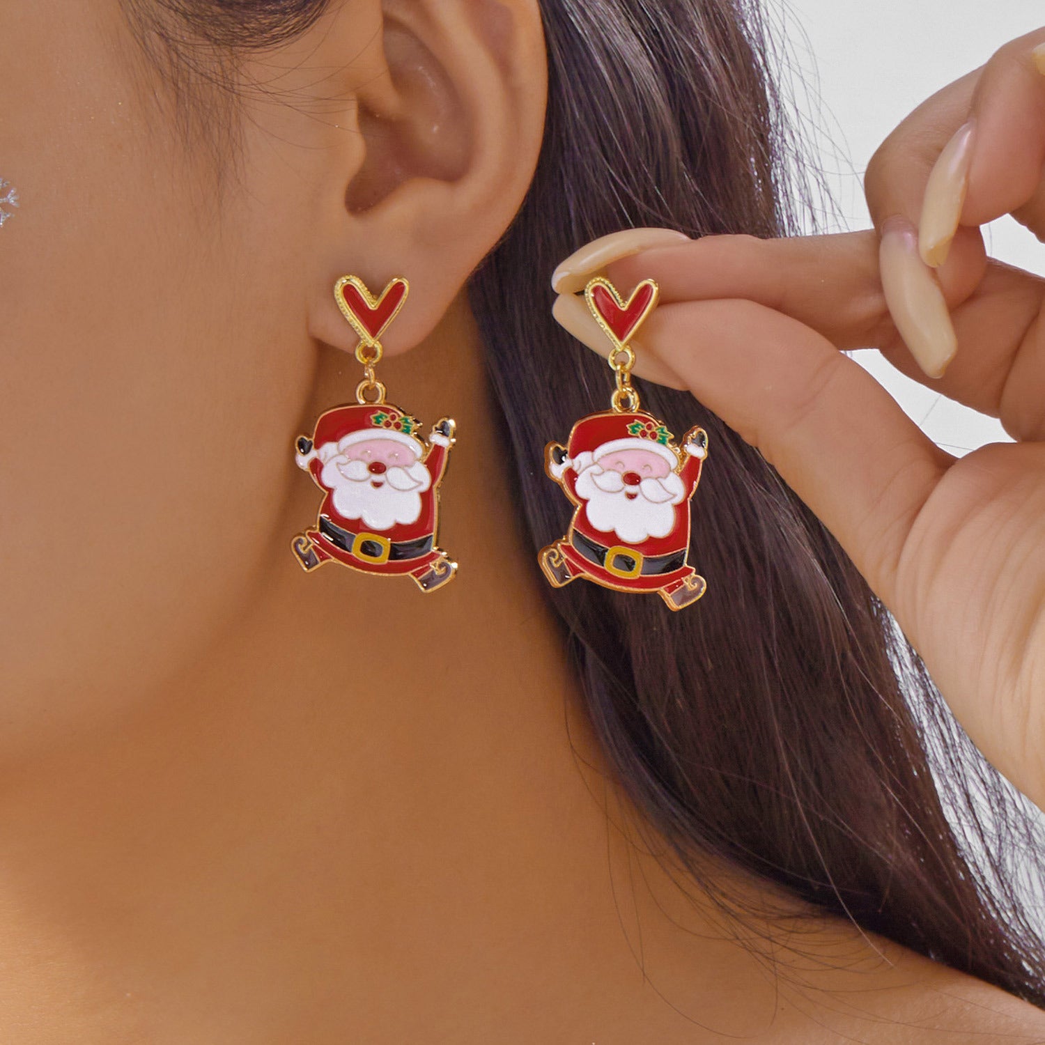 Wholesale Christmas  Gingerbread Man Cartoon Alloy Oil Drop Earrings