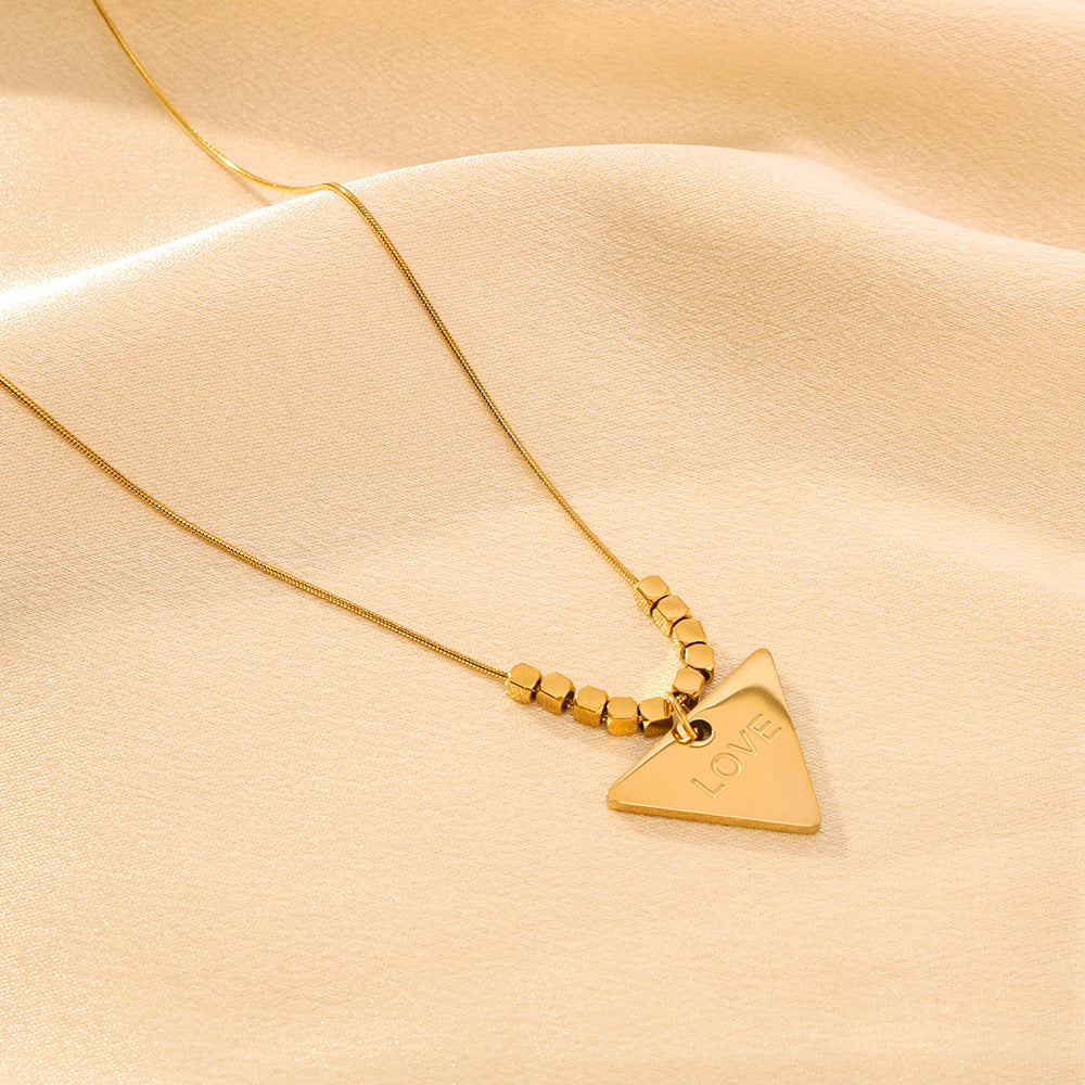 Wholesale titanium steel triangle tag with letter pendant necklace