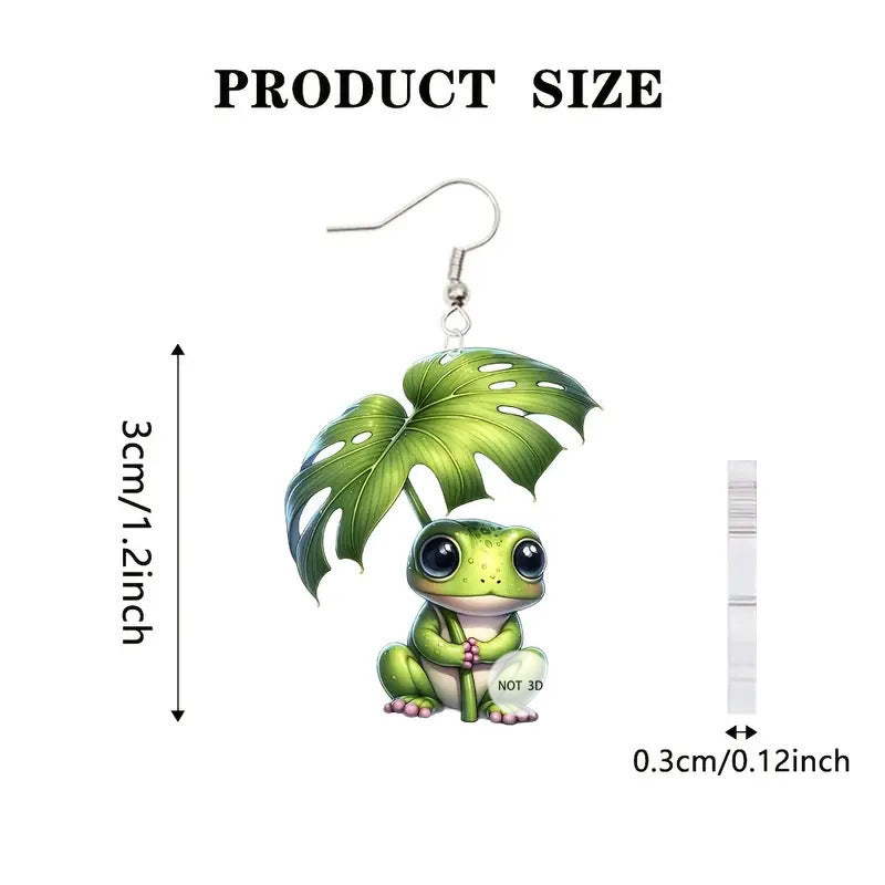 Wholesale Cute  Quirky 2D Acrylic Frog Earrings