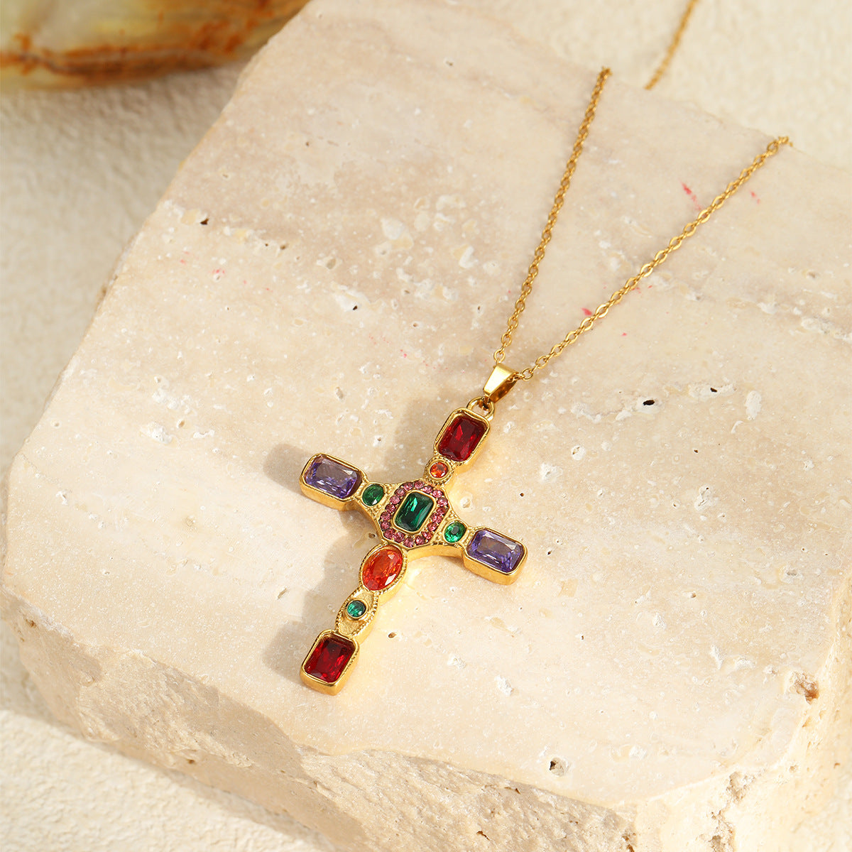 Wholesale  Retro Style Cross Stainless Steel Necklace