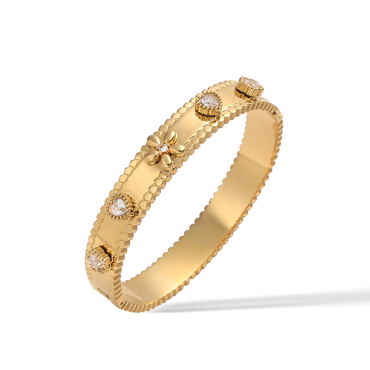 Wholesale 18K Gold Plated Zirconia Stainless Steel Bracelet