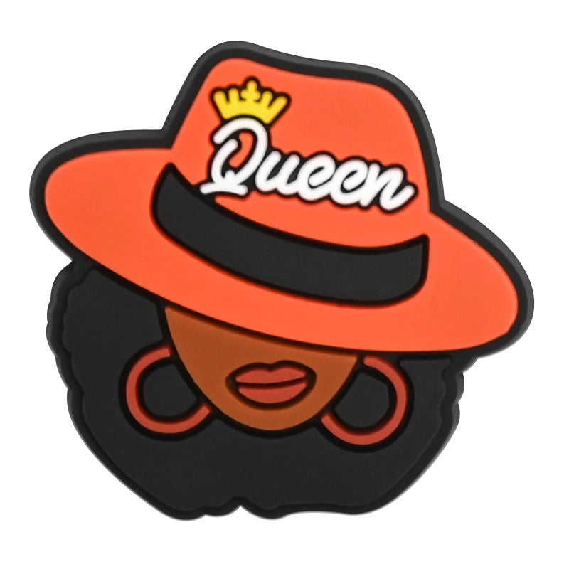 Wholesale  Random 100pcs  Black Girl SeriesPVC Soft Rubber Shoe Buckle Decoration