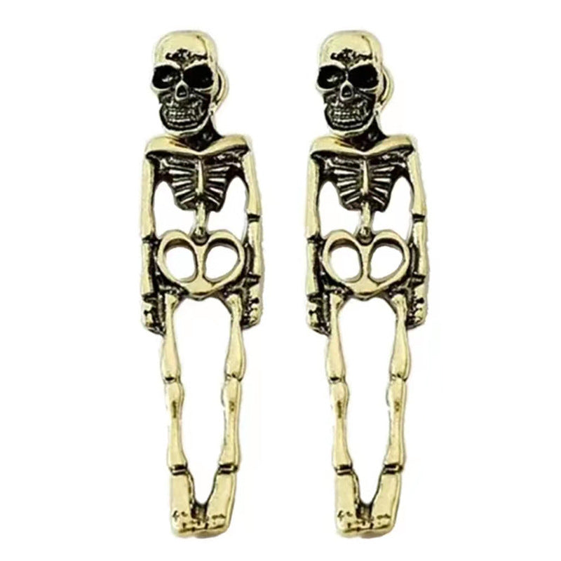 Wholesale Halloween skull skeleton simulation human skeleton detachable stud earrings