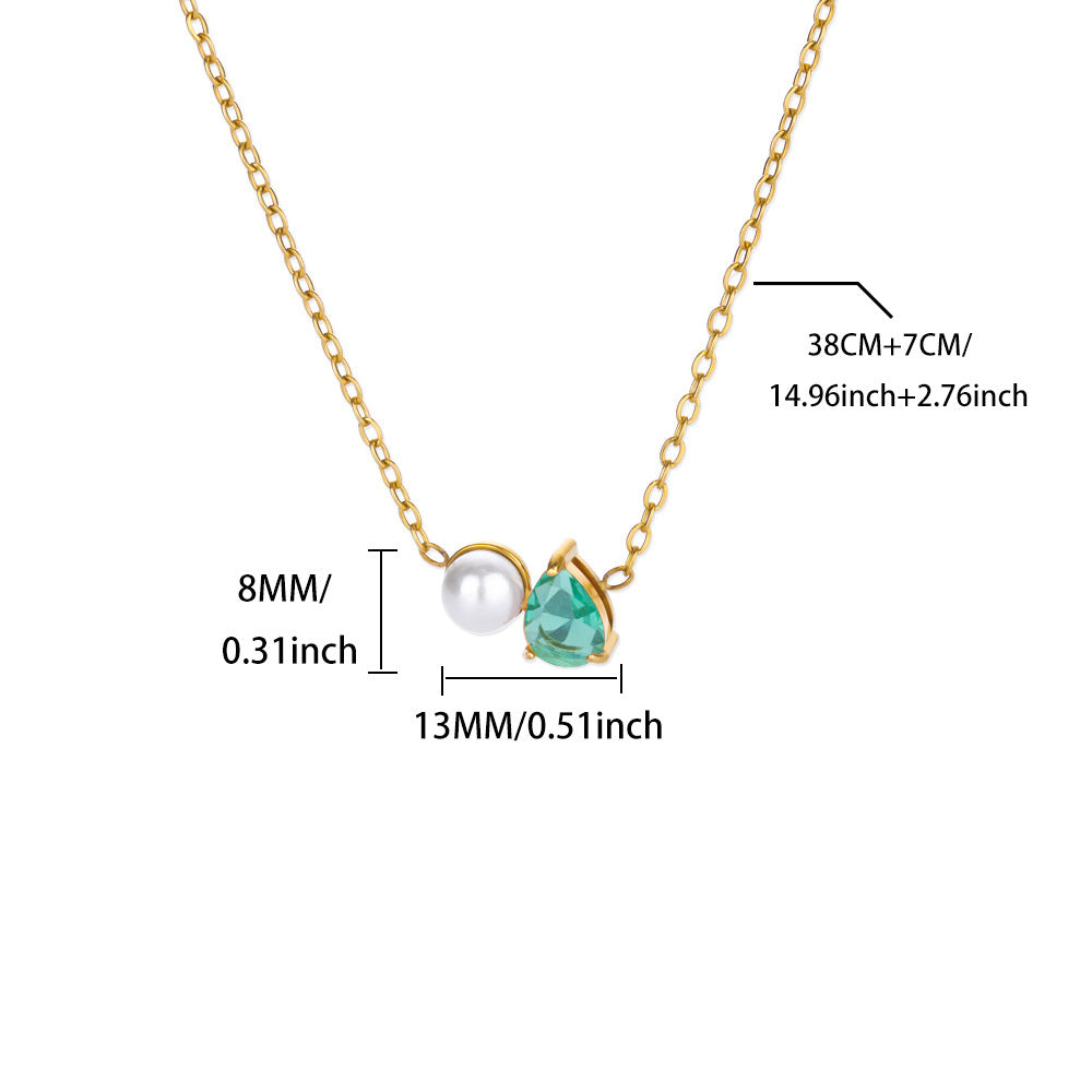 Wholesale Stainless steel man-made pearl December necklace