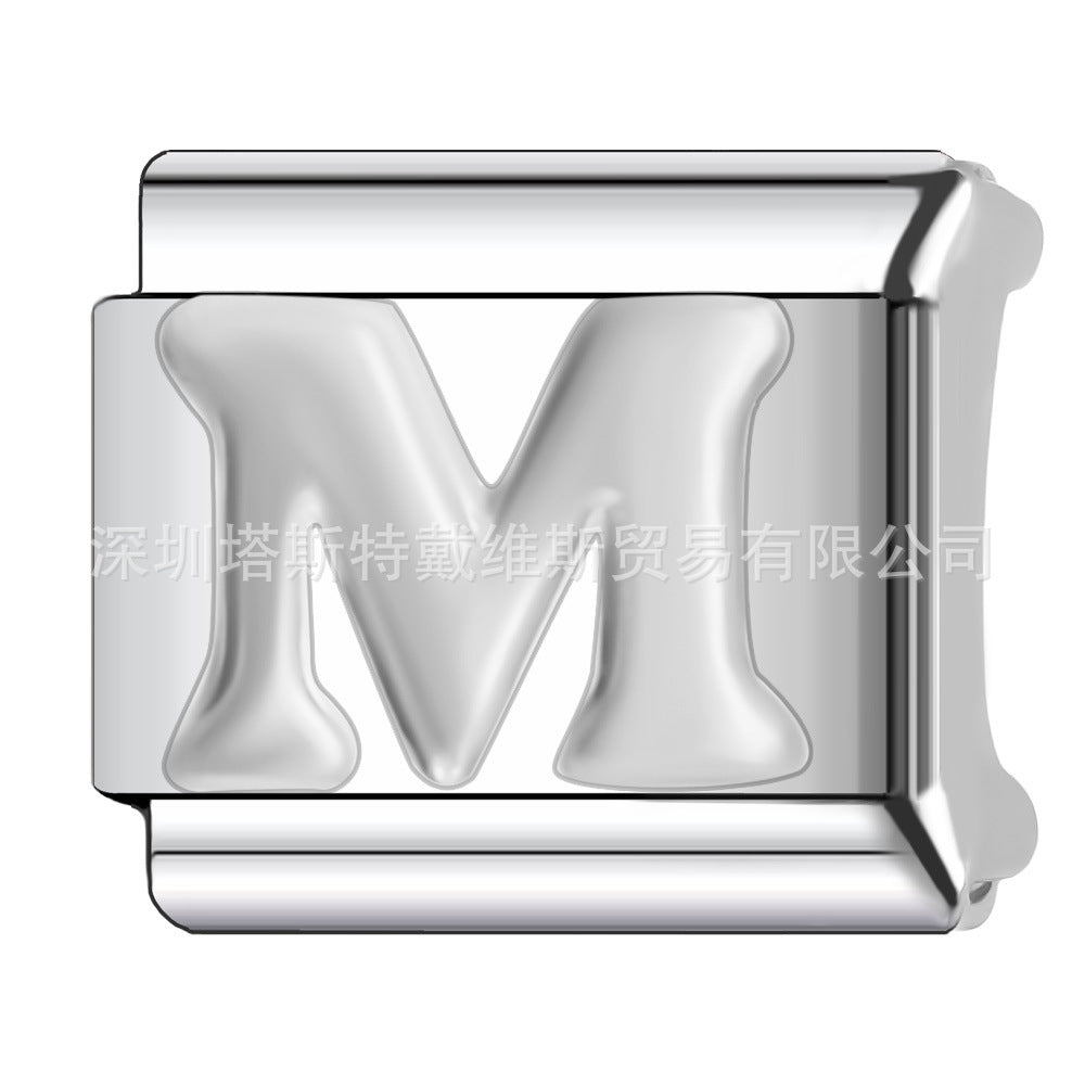 Wholesale 9mm Italian Charm Starter Bracelets DIY square Single Section Creative Stainless Steel Composable Bracelet