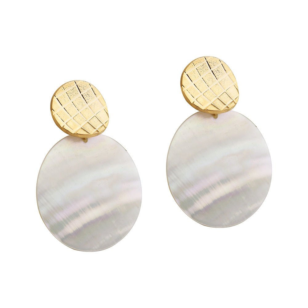 Wholesale Shell earrings round mosaic geometric earrings
