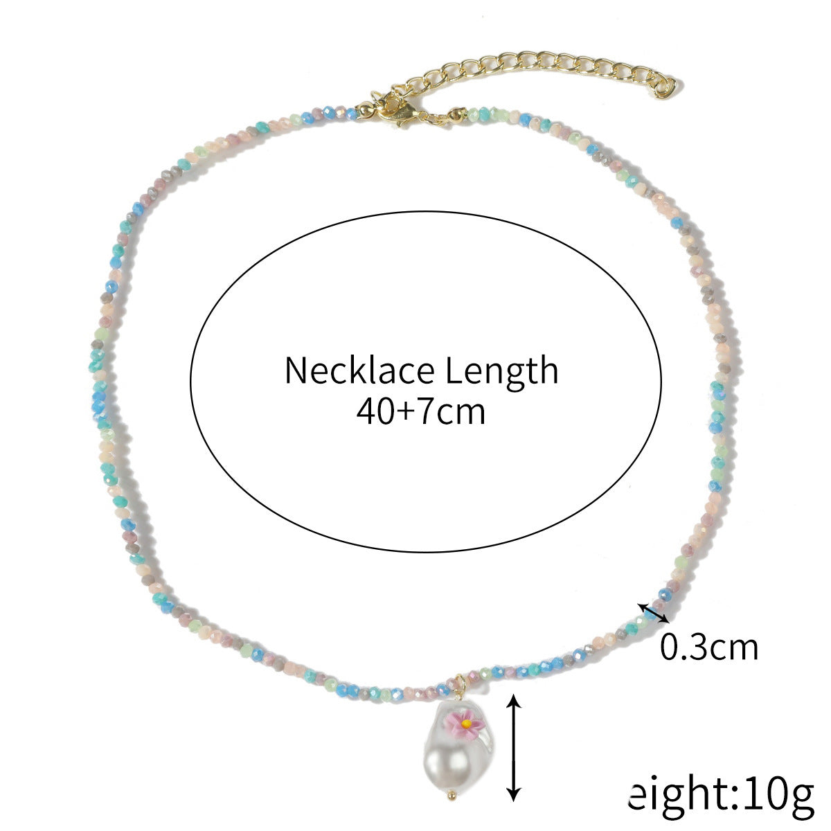 Wholesale  Non-Fading Simple Rice Bead Beaded Necklace Women' s Light Luxury Niche Design Color Crystal Necklace