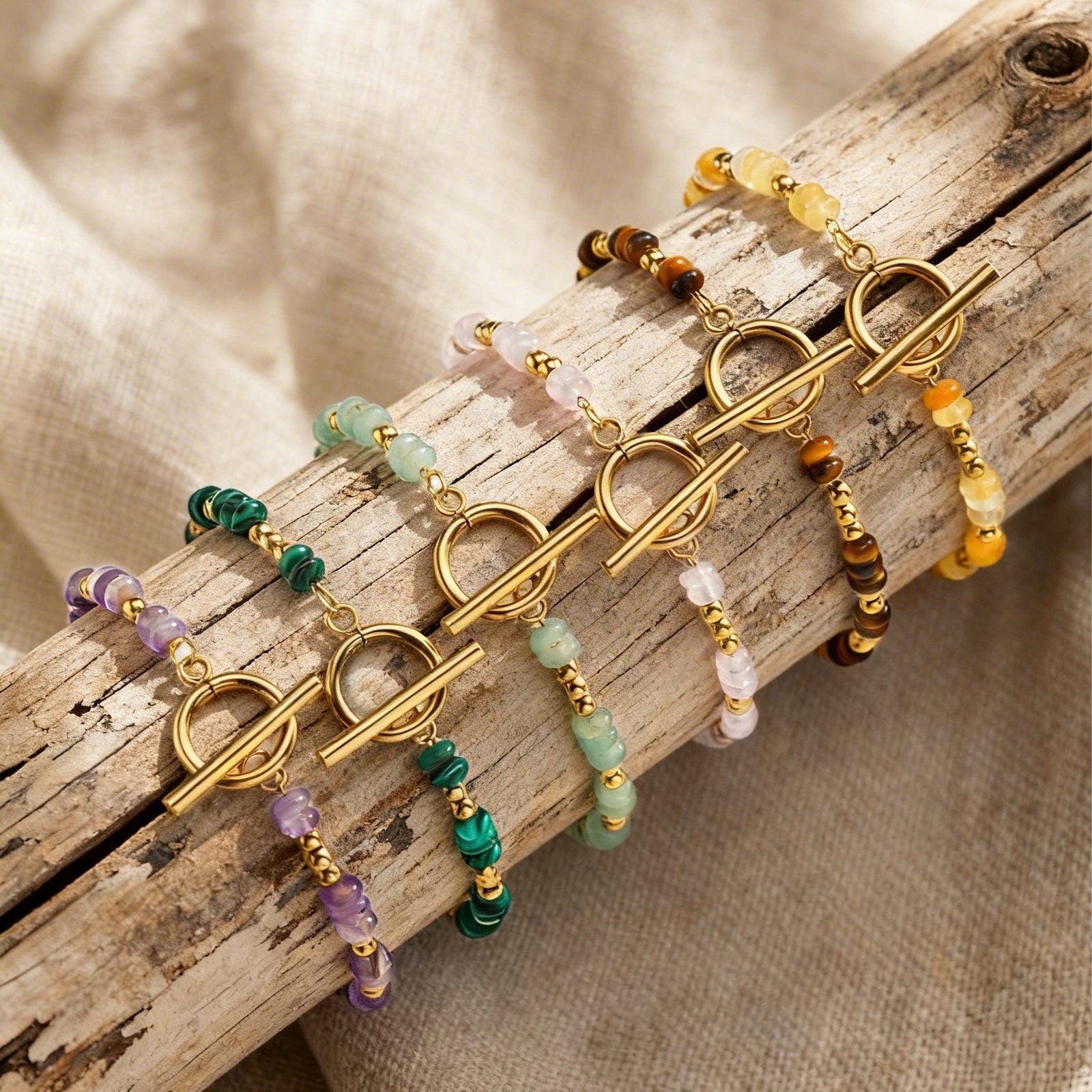 Wholesale Stainless Steel Colorful Natural Stone Beaded Bracelet Women S Fashion Jewelry Accessory
