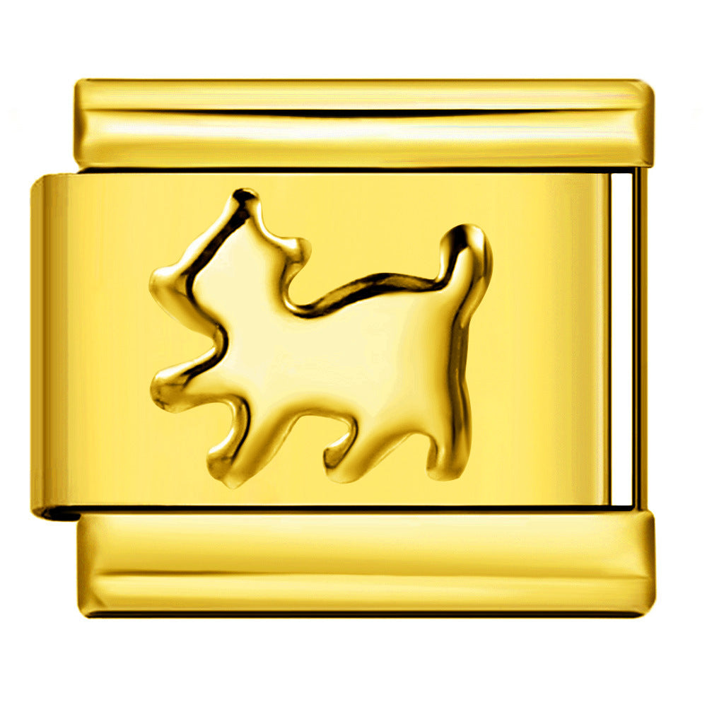 Wholesale Italian module Titanium steel full gold stamping series pattern DIY  bracelet