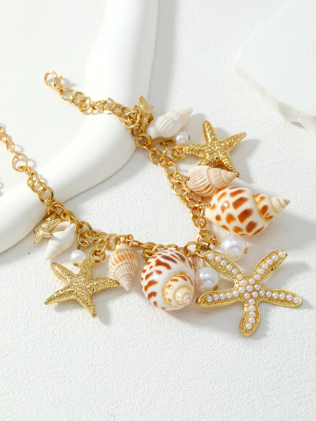 Wholesale Conch Shell Necklace Stacked Clavicle Chain Summer Choker Necklace ACC-NE-Qunq001