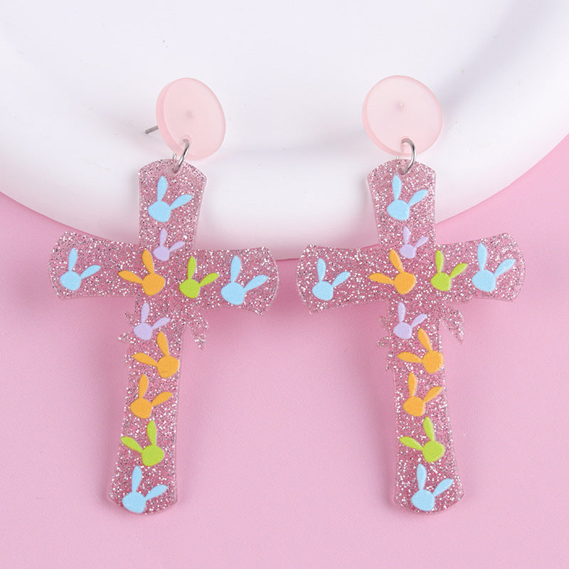 Wholesale 2PCS Acrylic Easter Bunny Egg Earrings