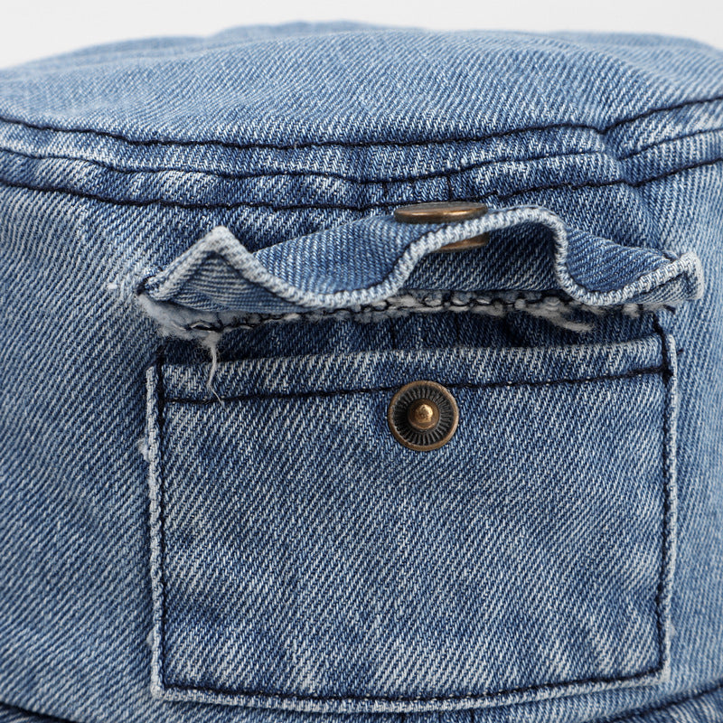 Wholesale Fisherman hat retro Denim small pocket short brim basin hat bucket hat