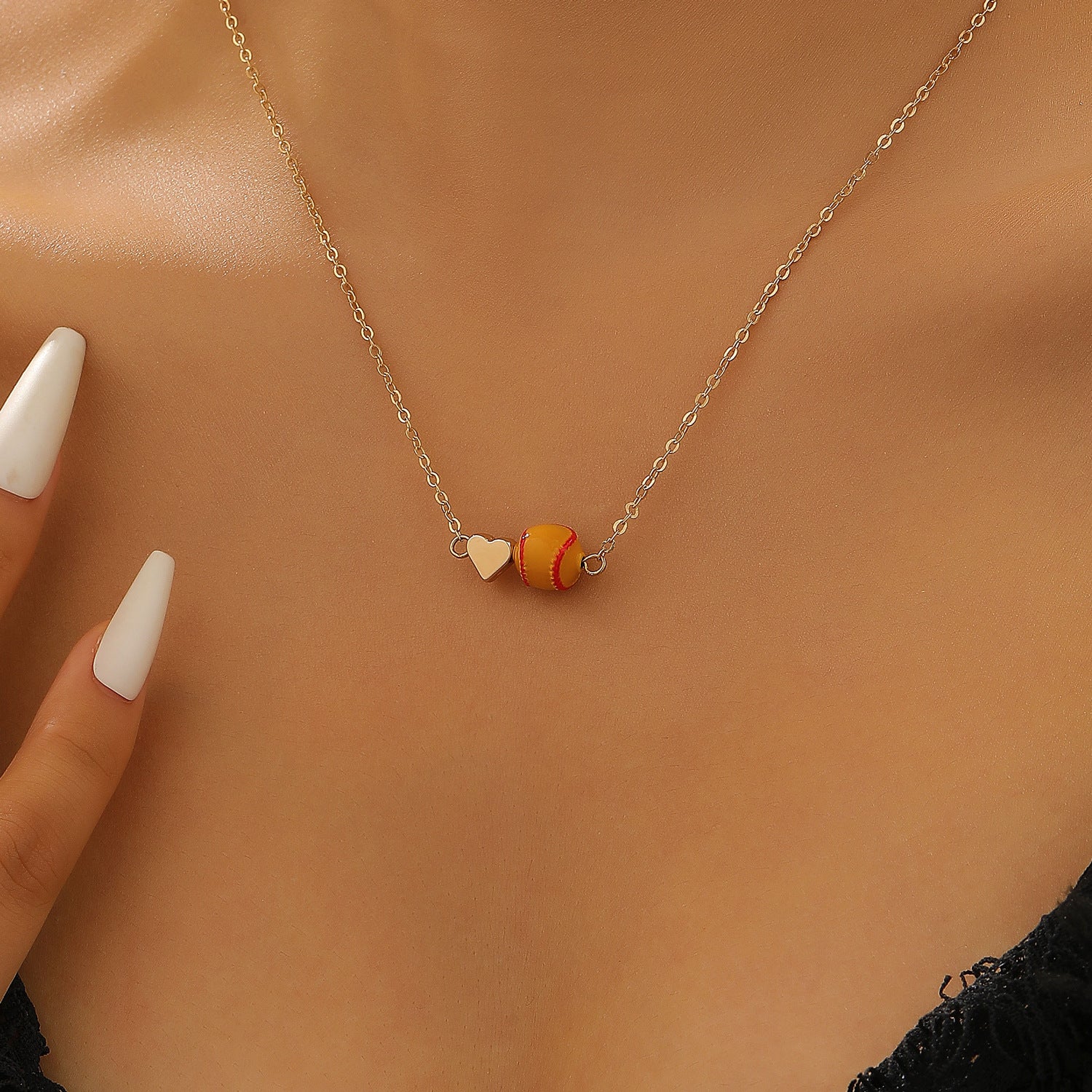 Wholesale Love Basketball Necklace Sports Style Rugby Volleyball Baseball Necklace