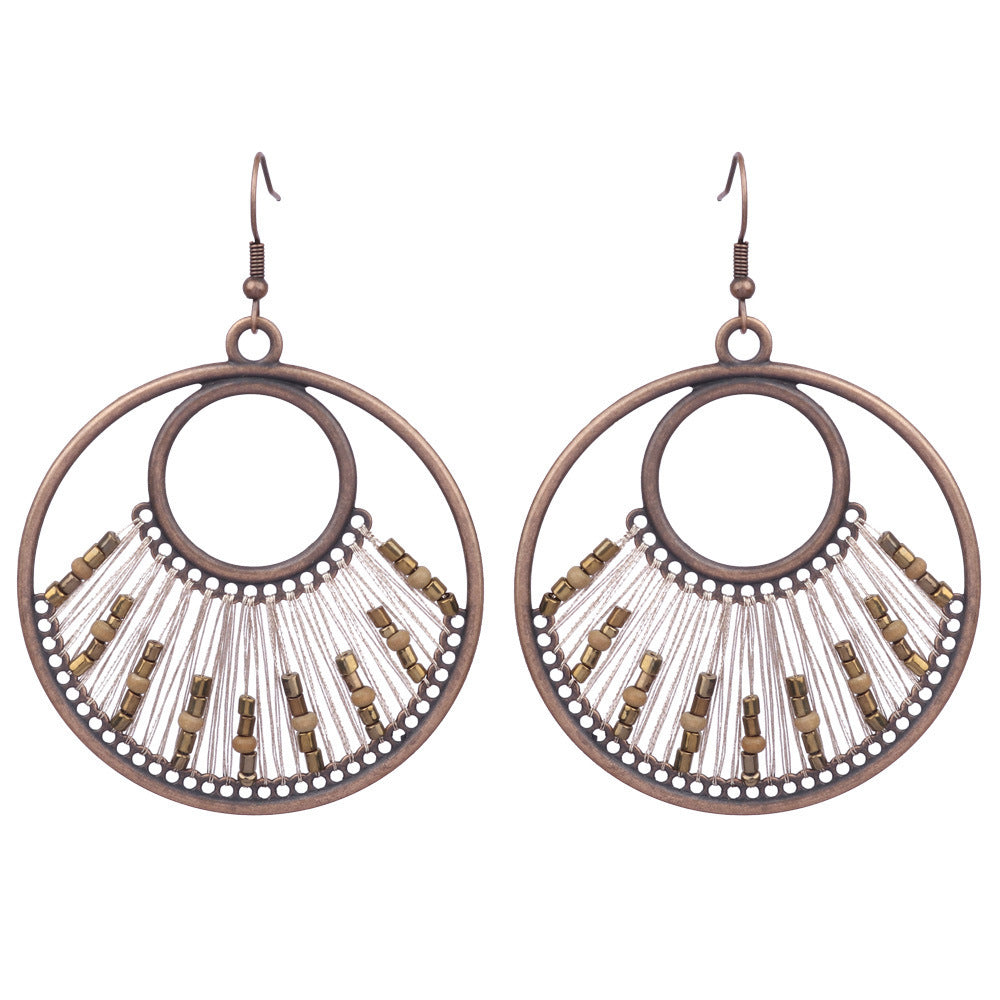 Wholesale Bohemian Wooden Earrings Tassel Bell Pendant Triangle Design Fashion Jewelry Accessory