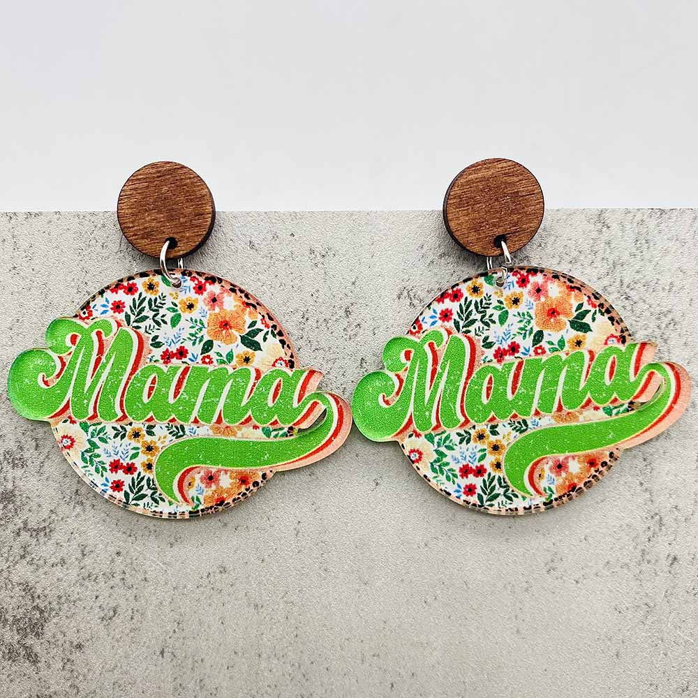 Wholesale Leopard Print Letter leather Earrings