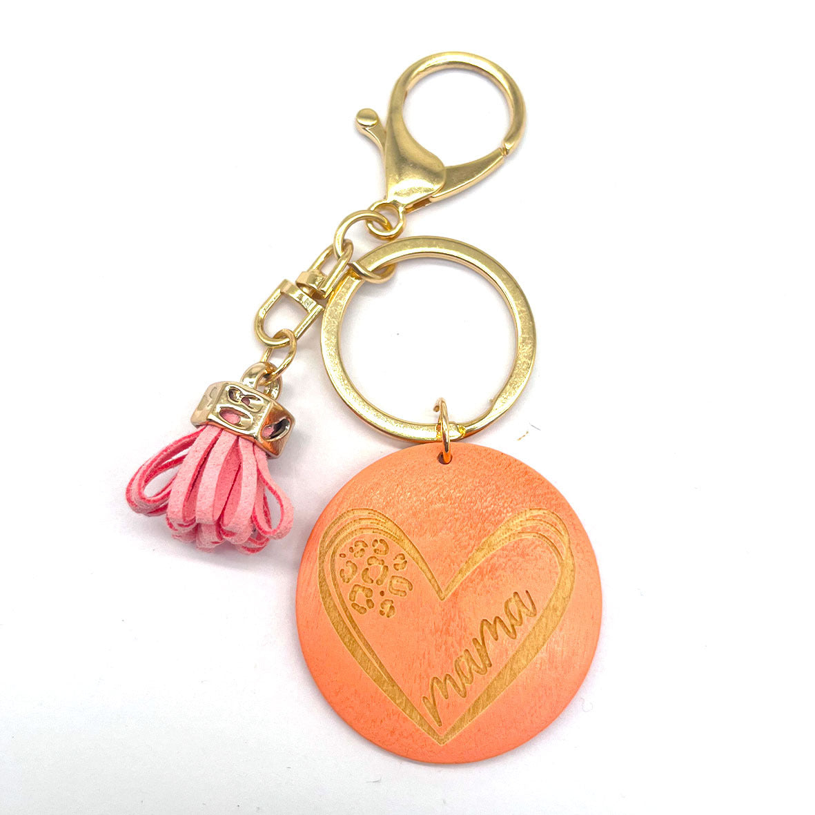 Wholesale MAMA Colorful Wooden Sign Tassel Keychain Mother's Day ACC-KC-TuoYi003