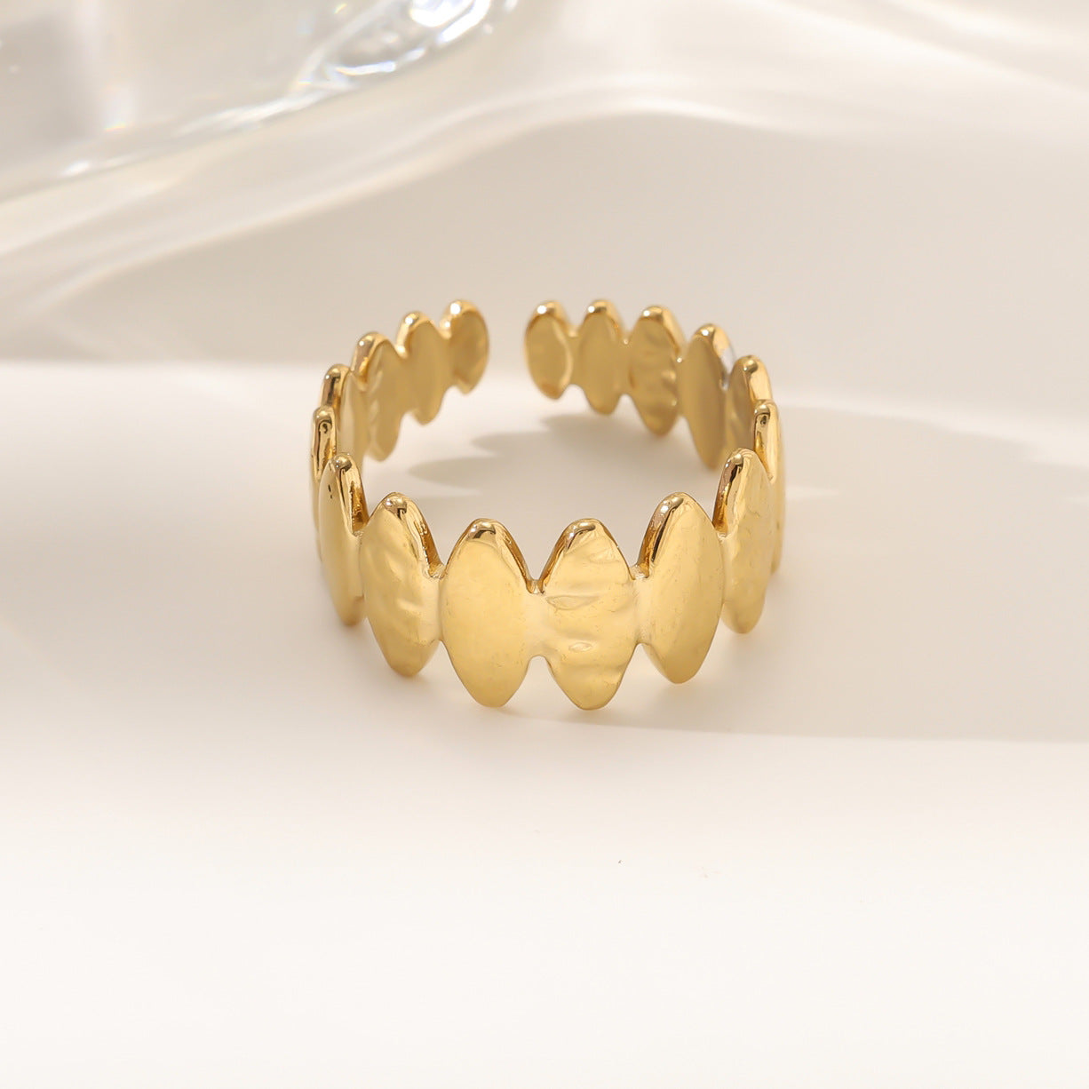 Wholesale Stainless steel gold-plated adjustable ring