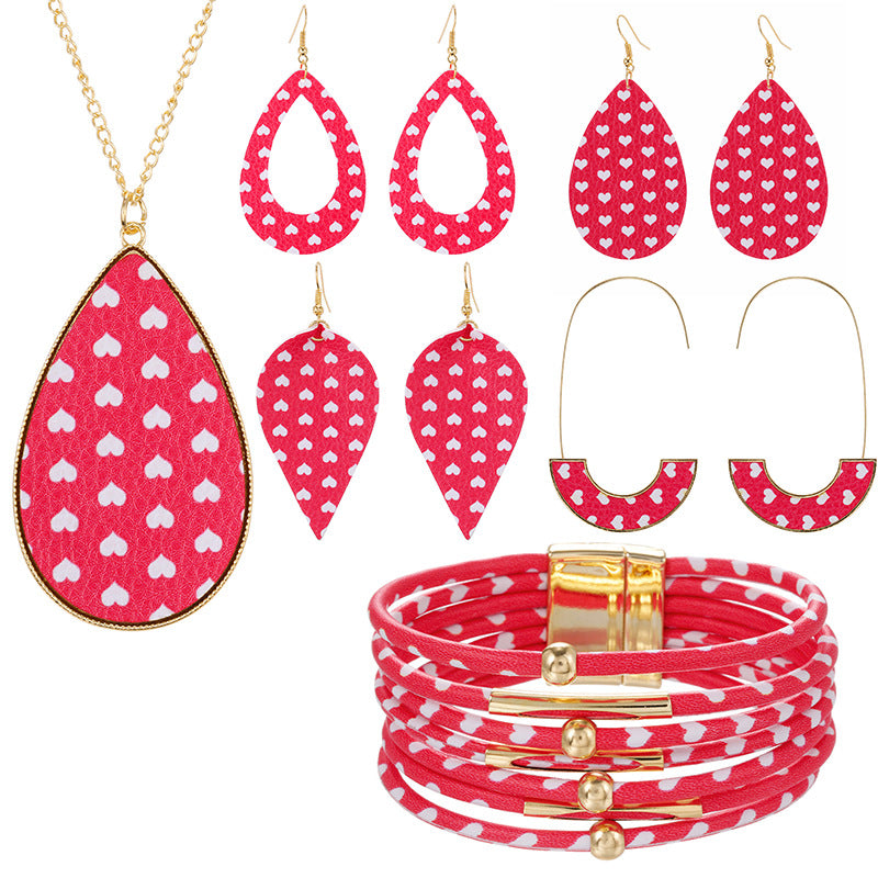 Wholesale Valentine's Day pink heart series earrings necklaces jewelry