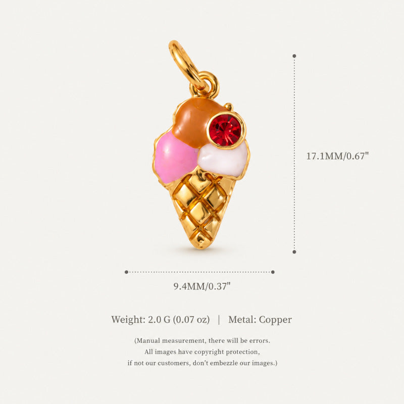Wholesale Trendy Korean Style Fruit Dessert Pendant Charms Donut Pizza Cake Design Plated Copper DIY Jewelry Accessory For Bracelet Necklace Making Gift Boutique Resale