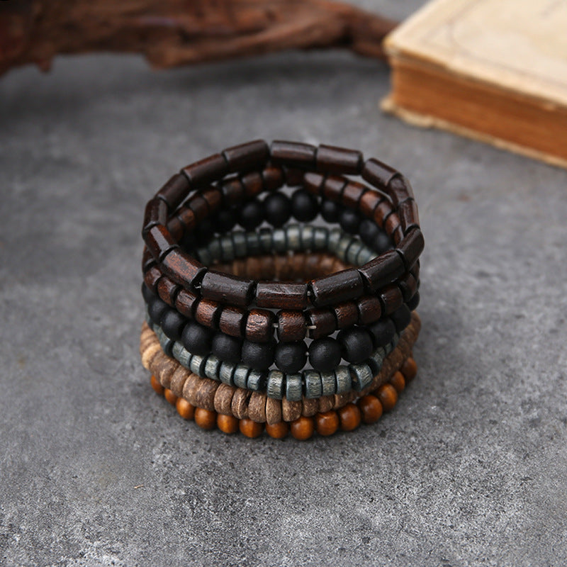 Wholesale Vintage handmade beaded men' s bracelet set adorned with turquoise beads